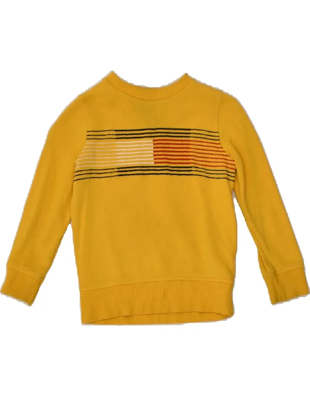 men's hoodie with designs -TOMMY HILFIGER Boys Sweatshirt Jumper 3-4 Years Yellow Striped Cotton