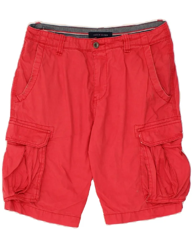 TOMMY HILFIGER Mens Cargo Shorts W30 Medium Red Cotton