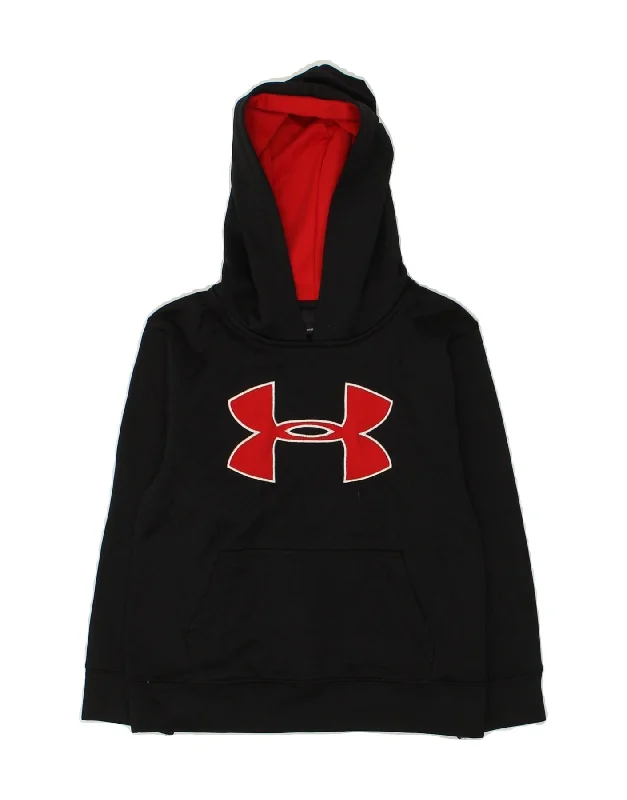 men's hoodie for sports activities -UNDER ARMOUR Boys Graphic Hoodie Jumper 4-5 Years Black Polyester