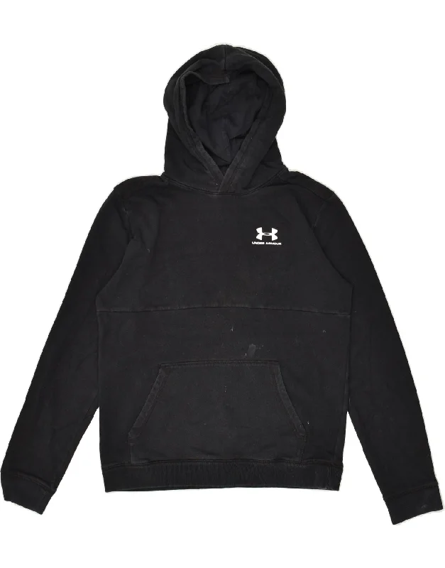 men's graphic hoodies -UNDER ARMOUR Boys Hoodie Jumper 15-16 Years XL  Black