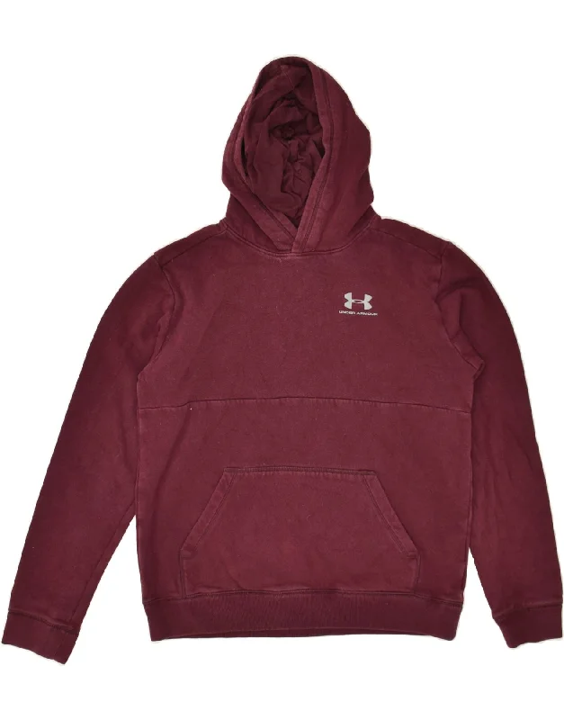 men's hoodies for winter -UNDER ARMOUR Boys Hoodie Jumper 15-16 Years XL  Burgundy Cotton