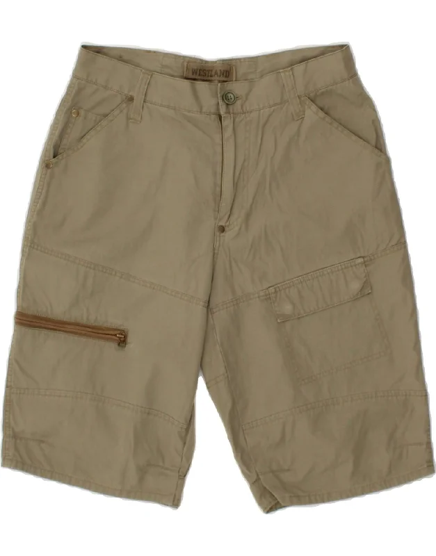 VINTAGE Mens Cargo Shorts IT 46 Small W32 Khaki Cotton