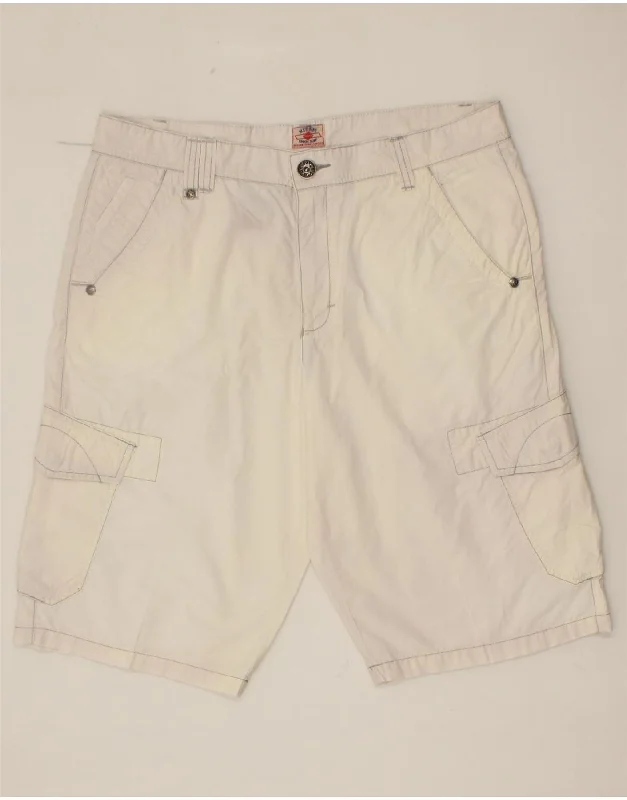 VINTAGE Mens Cargo Shorts IT 52 XL W38 White Cotton