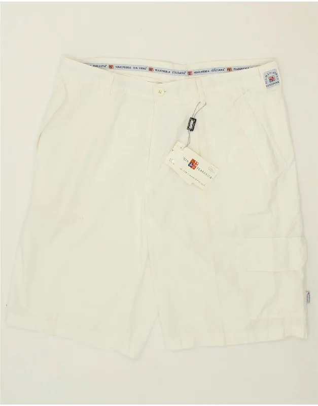 VINTAGE Mens Cargo Shorts IT 56 3XL W40 White Cotton