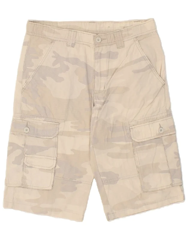 VINTAGE Mens Cargo Shorts Small W34  Grey Camouflage Cotton