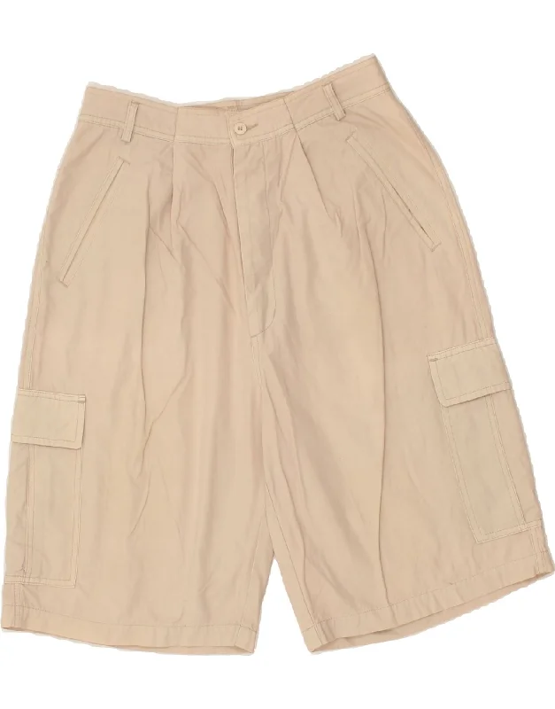 VINTAGE Mens Cargo Shorts UK 38 Medium W30 Beige Cotton