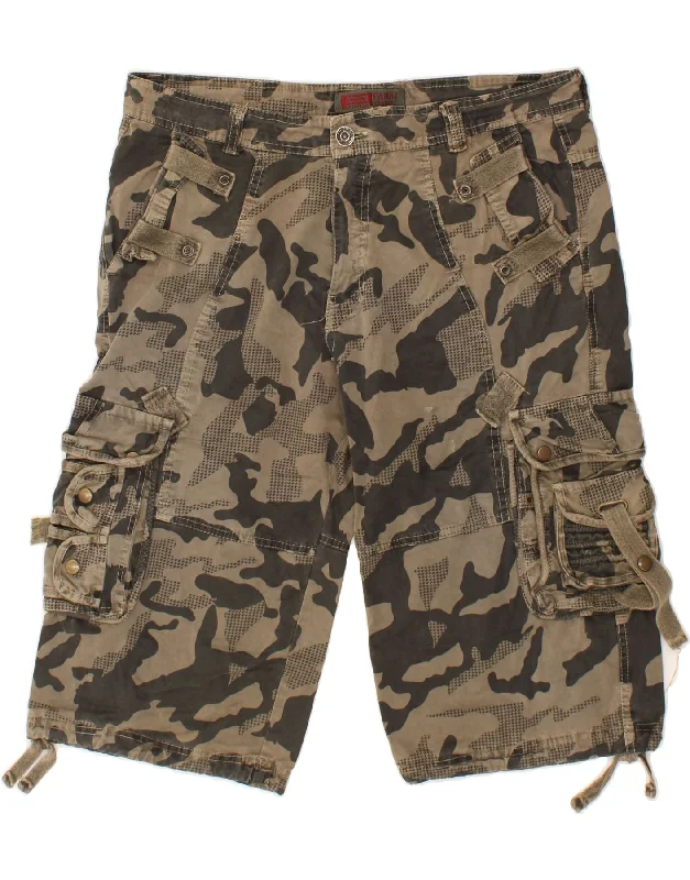 VINTAGE Mens Cargo Shorts W36 Large  Beige Camouflage