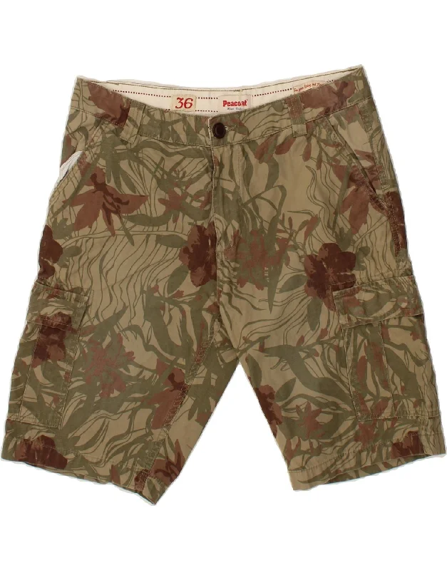 VINTAGE Mens Cargo Shorts W36 Large Khaki Floral