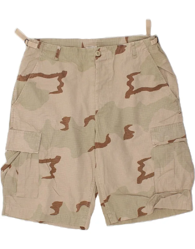 VINTAGE Mens Cargo Shorts W38 XL Beige Camouflage Cotton