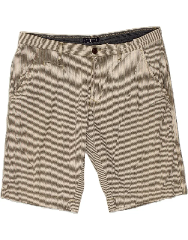 VINTAGE Mens Chino Shorts IT 54 2XL W38 Grey Striped Cotton