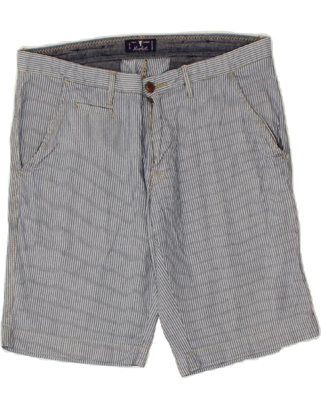 VINTAGE Mens Chino Shorts W34 Large Blue Pinstripe