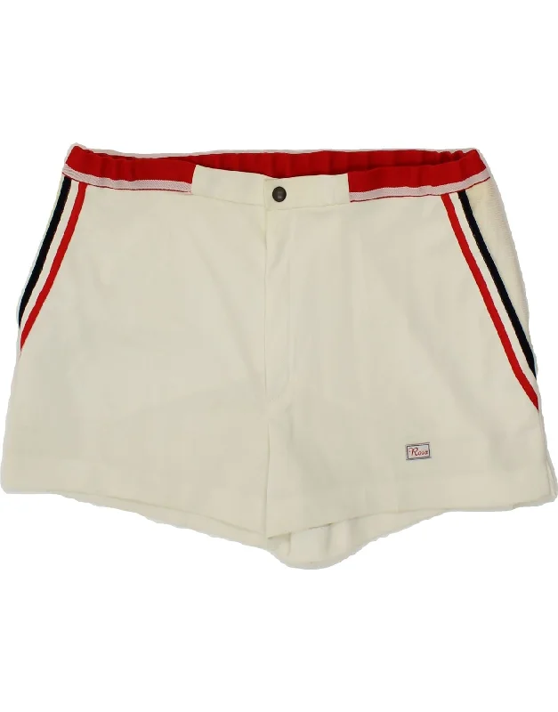 VINTAGE Mens Chino Shorts W36 Large White Colourblock Polyester