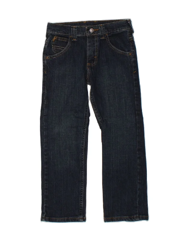 WRANGLER Boys Straight Jeans 6-7 Years W24 L20 Navy Blue Cotton