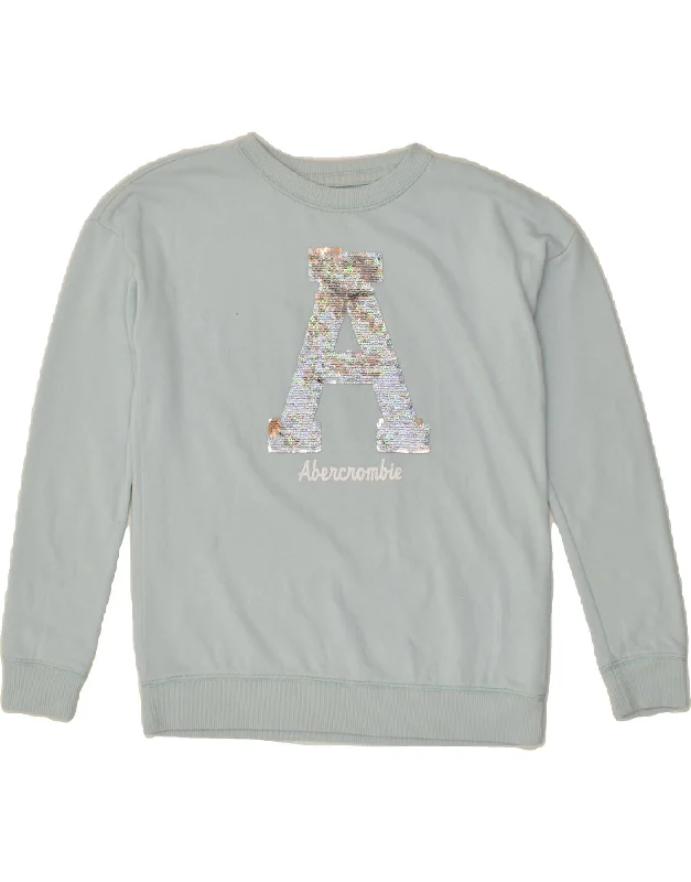 men's pullover hoodies -ABERCROMBIE & FITCH Girls Graphic Sweatshirt Jumper 15-16 Years Blue