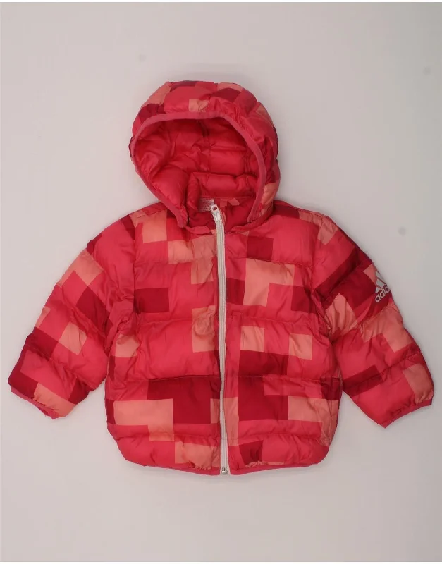 men's parka jackets with fur -ADIDAS Baby Boys Hooded Padded Jacket 12-18 Months Pink Geometric