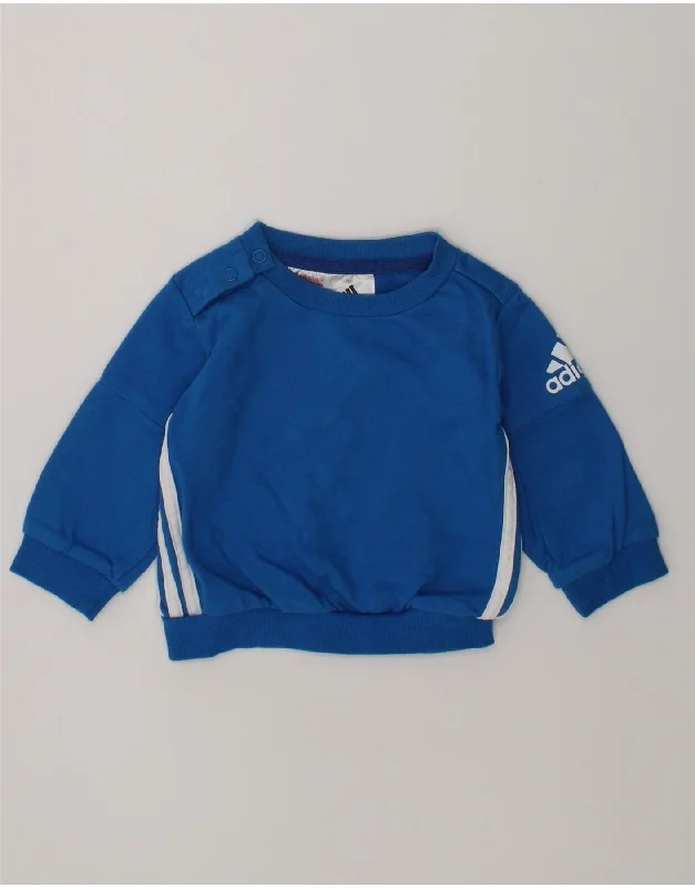 men's hoodie sweatshirt -ADIDAS Baby Boys Sweatshirt Jumper 0-3 Months Blue Cotton