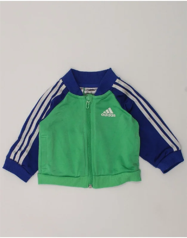 men's custom jackets -ADIDAS Baby Boys Tracksuit Top Jacket 0-3 Months Green Colourblock