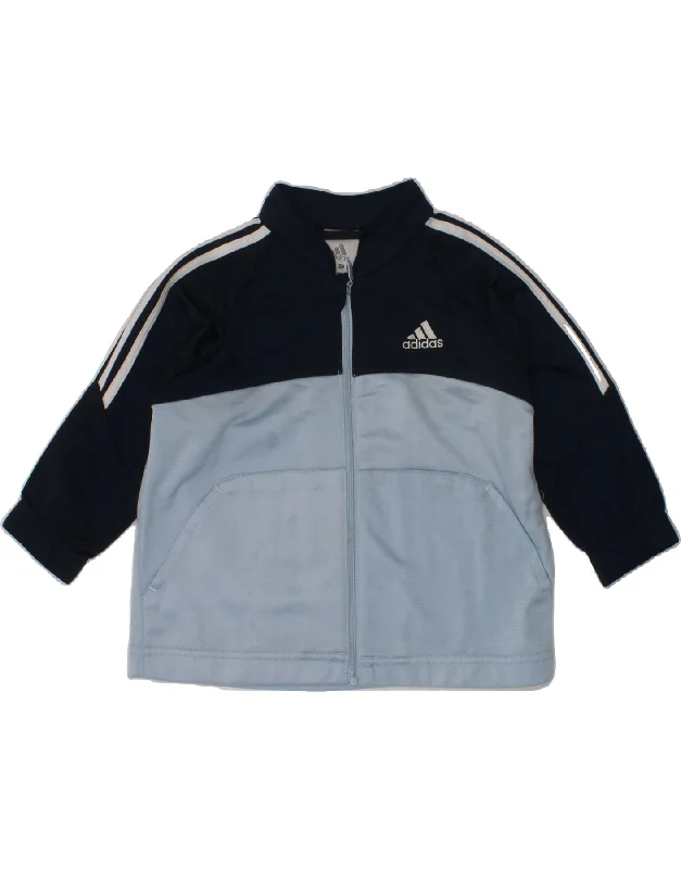 men's quilted jackets -ADIDAS Baby Boys Tracksuit Top Jacket 12-18 Months Blue Colourblock