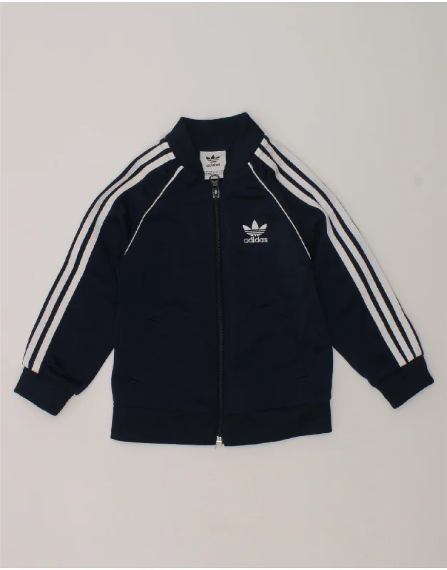 men's fashionable jackets -ADIDAS Baby Boys Tracksuit Top Jacket 12-18 Months Navy Blue Polyester