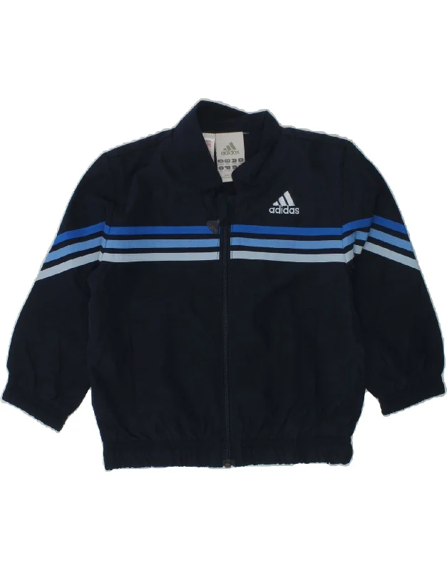 men's rugged jackets -ADIDAS Baby Boys Tracksuit Top Jacket 9-12 Months Navy Blue Polyester