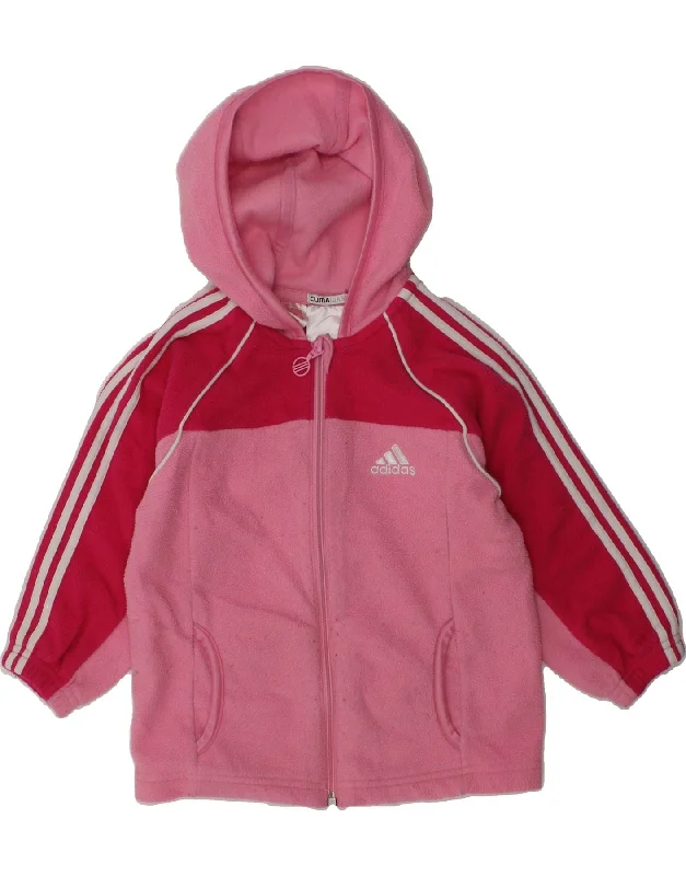 men's rain jackets -ADIDAS Baby Girls Climawarm Hooded Fleece Jacket 18-24 Months Pink