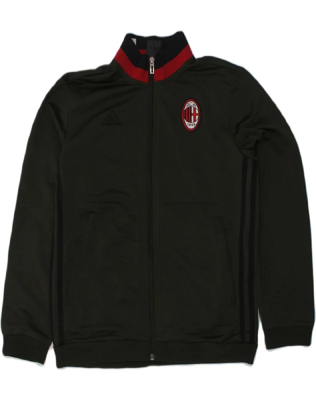 men's down-filled jackets -ADIDAS Boys AC Milan Graphic Tracksuit Top Jacket 11-12 Years Khaki