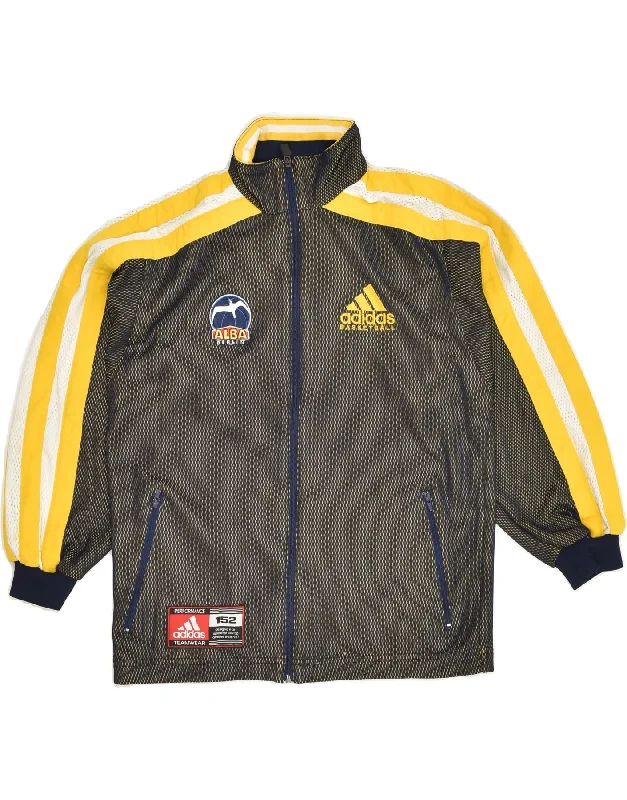 men's hooded jackets -ADIDAS Boys Basketball Tracksuit Top Jacket 11-12 Years Navy Blue