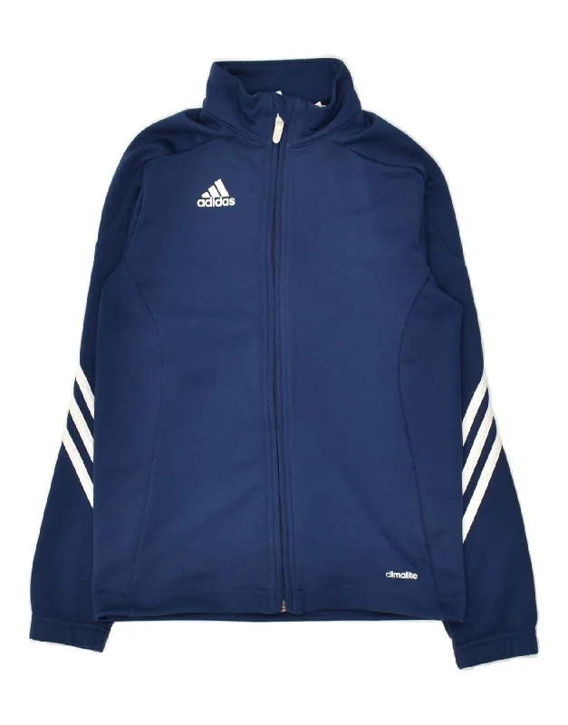 men's wind-resistant jackets -ADIDAS Boys Climalite Tracksuit Top Jacket 9-10 Years Navy Blue Polyester