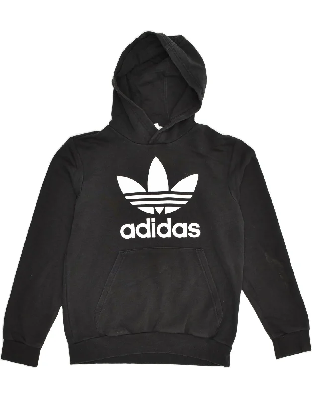 men's oversized sweatshirt hoodies -ADIDAS Boys Graphic Hoodie Jumper 11-12 Years Medium  Black Cotton