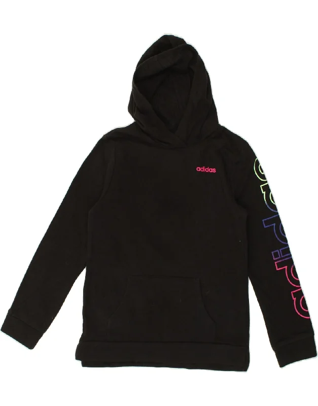 men's colorful hoodies -ADIDAS Boys Graphic Hoodie Jumper 13-14 Years Large Black