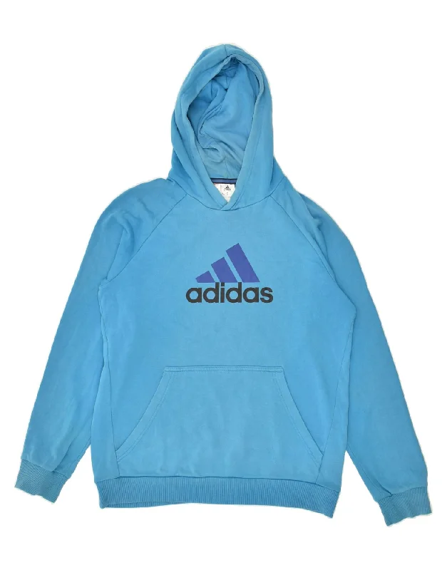 men's heavy-duty hoodies -ADIDAS Boys Graphic Hoodie Jumper 15-16 Years Blue Cotton