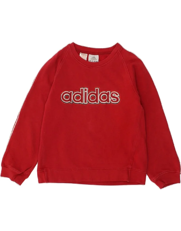 men's graphic design hoodie sweatshirts -ADIDAS Boys Graphic Sweatshirt Jumper 11-12 Years Red Cotton