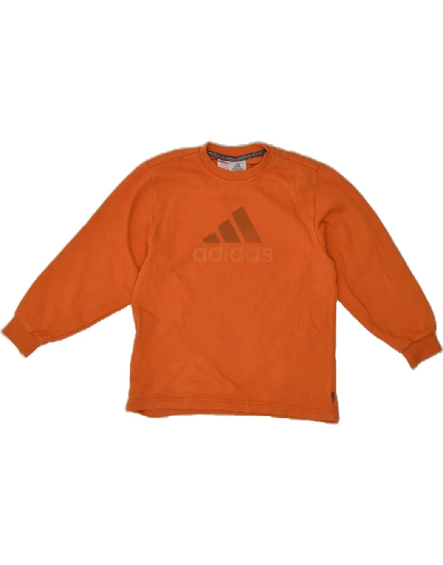 men's stylish fleece hoodies -ADIDAS Boys Graphic Sweatshirt Jumper 9-10 Years Orange Cotton