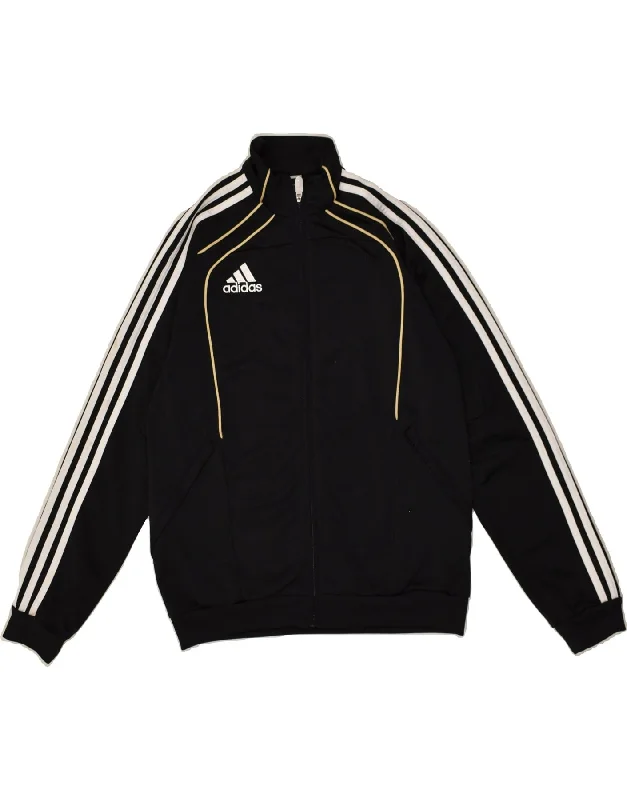 men's casual blazers -ADIDAS Boys Graphic Tracksuit Top Jacket 13-14 Years Black Polyester