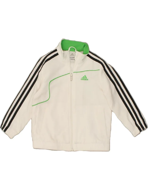 men's fleece-lined jackets -ADIDAS Boys Graphic Tracksuit Top Jacket 3-4 Years White Polyester