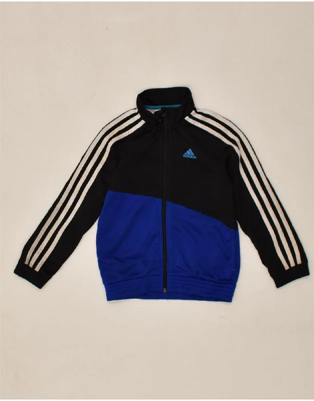 men's sports jackets -ADIDAS Boys Graphic Tracksuit Top Jacket 5-6 Years Blue Colourblock