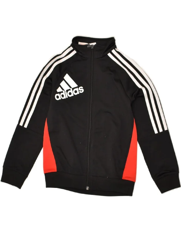 men's bomber jackets -ADIDAS Boys Graphic Tracksuit Top Jacket 7-8 Years  Black Colourblock