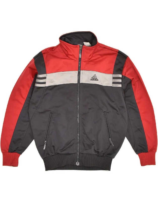 men's lightweight puffer jackets -ADIDAS Boys Graphic Tracksuit Top Jacket 7-8 Years Grey Colourblock