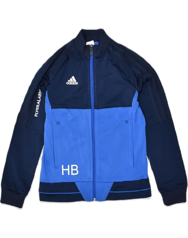 men's wool jackets -ADIDAS Boys Graphic Tracksuit Top Jacket 9-10 Years Blue Colourblock