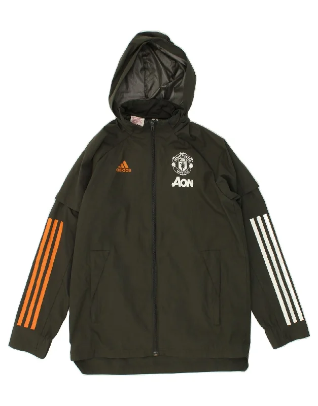 men's insulated jackets -ADIDAS Boys Hooded Tracksuit Top Jacket 11-12 Years Green Polyester