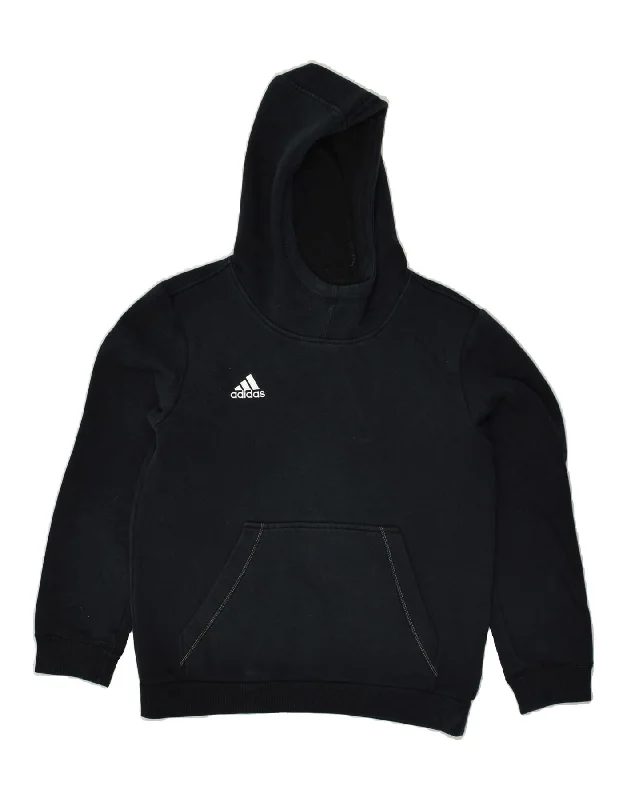 men's hoodie with zipper closure -ADIDAS Boys Hoodie Jumper 11-12 Years Black Cotton