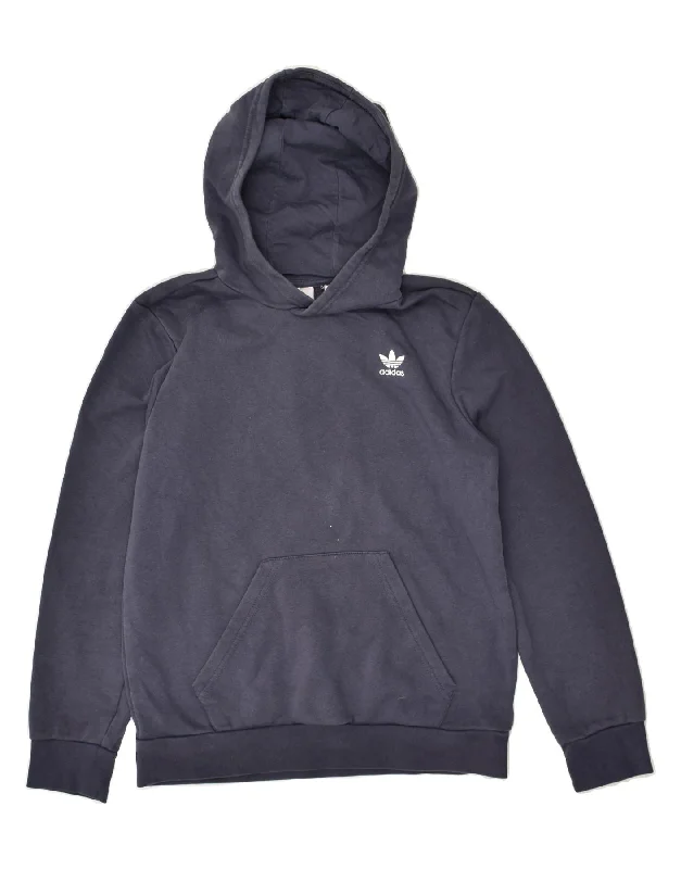 men's hoodie with designs -ADIDAS Boys Hoodie Jumper 12-13 Years Navy Blue Cotton