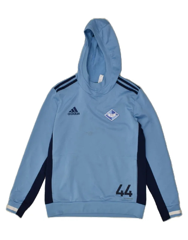 men's fleece zip-up hoodies -ADIDAS Boys Hoodie Jumper 13-14 Years Blue Polyester