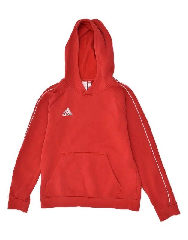 men's hoodie with zipper closure -ADIDAS Boys Hoodie Jumper 13-14 Years Red Cotton