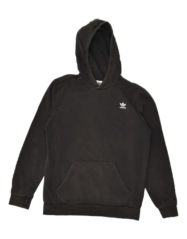 men's hoodie for hiking -ADIDAS Boys Hoodie Jumper 15-16 Years Black Cotton