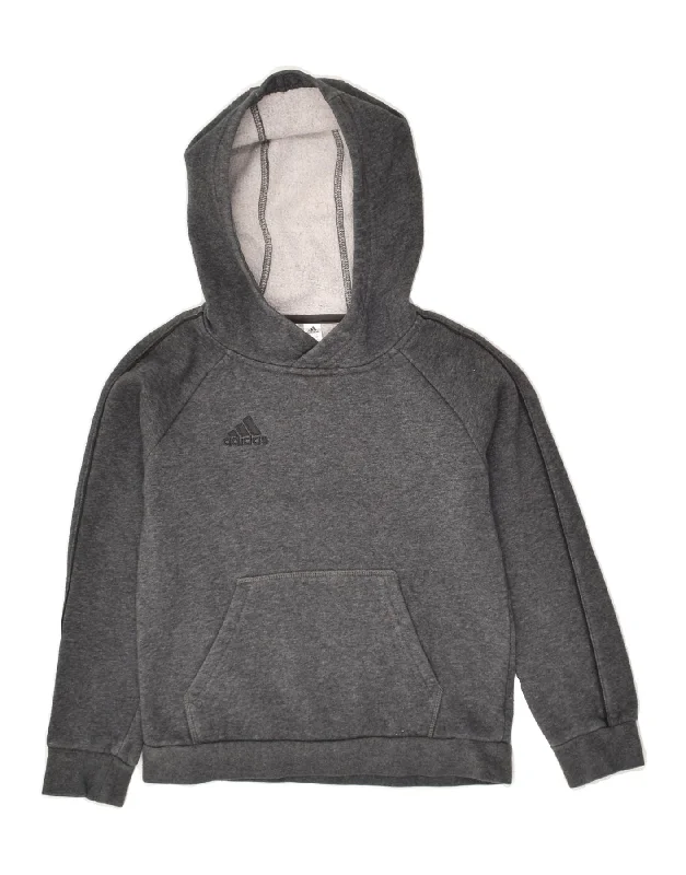 men's cotton hoodies -ADIDAS Boys Hoodie Jumper 7-8 Years Grey Cotton