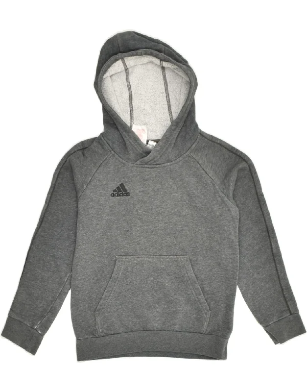 men's hoodie for sports activities -ADIDAS Boys Hoodie Jumper 7-8 Years Grey Cotton