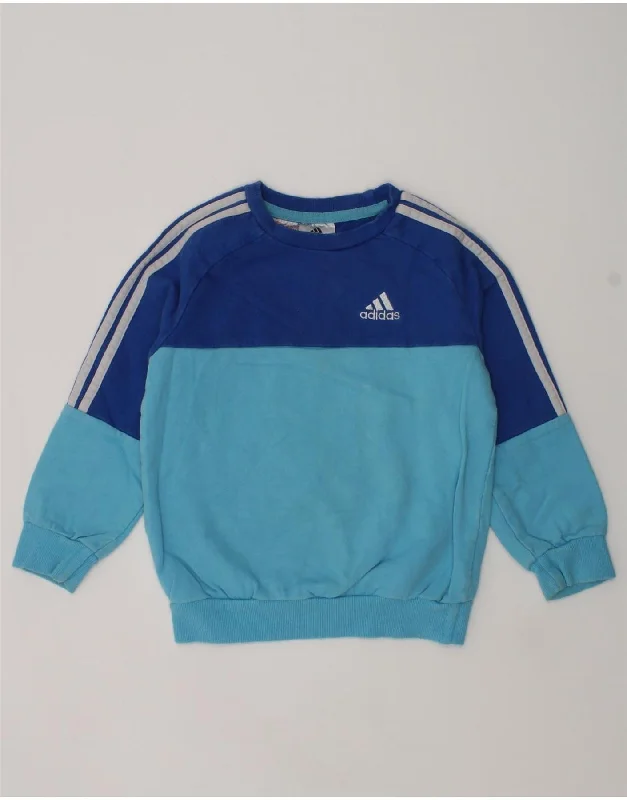 men's zip-up hoodies for winter -ADIDAS Boys Sweatshirt Jumper 2-3 Years Blue Colourblock Cotton