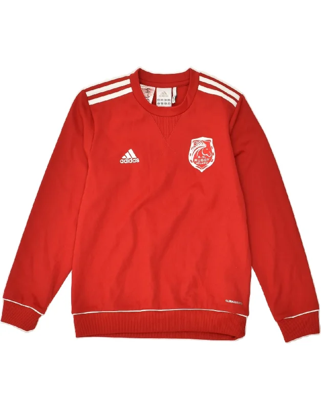 men's athletic hoodies -ADIDAS Boys Sweatshirt Jumper 9-10 Years Red Polyester