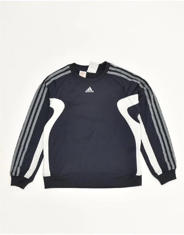 men's athletic hoodie jackets -ADIDAS Boys Sweatshirt Jumper UK 28/30 10-11 Years Navy Blue Colourblock